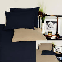Thumbnail for Hotel Living Reversible 100% Cotton JERSEY Quilt Cover Set Black / Latte - QUEEN