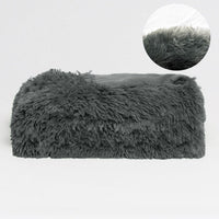 Thumbnail for Hotel Living Long Hair Faux Fur Throw Rug Grey
