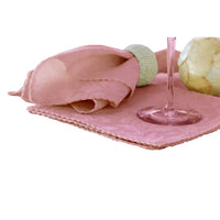 Thumbnail for Set of 6 Damask Embossed Polyester Cotton Napkins Blossom Pink 40 x 40cm