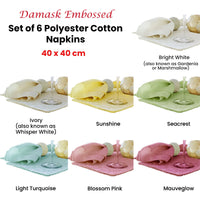 Thumbnail for Set of 6 Damask Embossed Polyester Cotton Napkins Seacrest 40 x 40cm