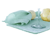 Thumbnail for Set of 6 Damask Embossed Polyester Cotton Napkins Light Turquoise 40 x 40cm