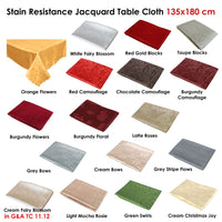 Thumbnail for Jacquard Table Cloth Roses Latte 135 x 180cm Rectangle