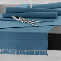 Thumbnail for 100% COTTON Ribbed Table Runner Dusk Blue 45 x 150cm