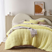 Thumbnail for Vintage Design Homewares 3 Piece Hugo Cotton Gauze Quilted Comforter Set Butter King