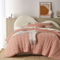 Thumbnail for Vintage Design Homewares 3 Piece Hugo Cotton Gauze Quilted Comforter Set Clay King
