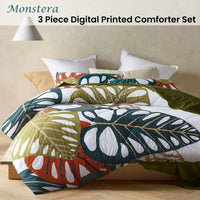 Thumbnail for Accessorize 3 Piece Monstera Digital Printed Comforter Set Queen