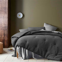 Thumbnail for Accessorize Soho Waffle Dark Grey 3 Piece Comforter Set King