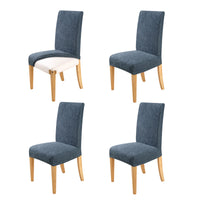 Thumbnail for Home Innovations Set of 4 Easy Fit Stretch Dining Chair Covers Knitted - Dark Blue
