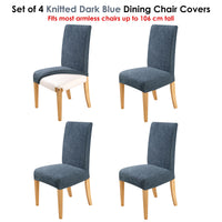 Thumbnail for Home Innovations Set of 4 Easy Fit Stretch Dining Chair Covers Knitted - Dark Blue