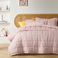 Thumbnail for Vintage Design Homewares Blush French Linen Coverlet Set Queen