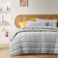 Thumbnail for Vintage Design Homewares Dove Grey French Linen Coverlet Set King