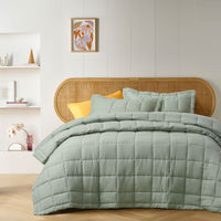 Thumbnail for Vintage Design Homewares Sage French Linen Coverlet Set King