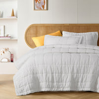 Thumbnail for Vintage Design Homewares White French Linen Coverlet Set Queen