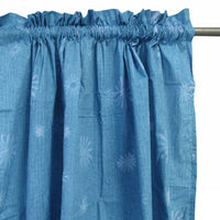 Thumbnail for Pair of Polyester Cotton Rod Pocket Blue Daisy Curtains