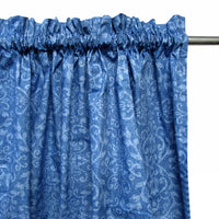 Thumbnail for Pair of Polyester Cotton Rod Pocket Blue Damask Curtains