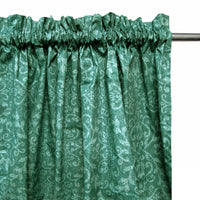 Thumbnail for Pair of Polyester Cotton Rod Pocket Green Damask Curtains