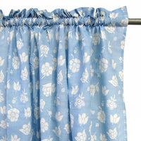 Thumbnail for Pair of Polyester Cotton Rod Pocket Blue Flower Curtains