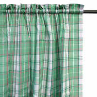 Thumbnail for Home Innovations Pair of Polyester Cotton Rod Pocket Green Checkered Curtains