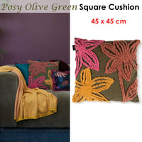 Thumbnail for Bedding House Posy Olive Green Filled Square Cushion