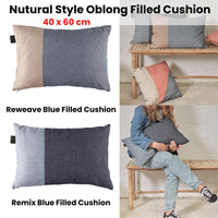 Thumbnail for Bedding House Reweave Blue Filled Cushion 40cm x 60cm