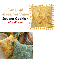 Thumbnail for Bedding House Van Gogh Wheatfield Yellow Filled Square Cushion
