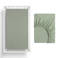 Thumbnail for Little Gem Sage Eucalyptus Cotton Cot Fitted Sheet