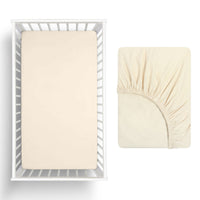 Thumbnail for Little Gem Sand Eucalyptus Cotton Cot Fitted Sheet