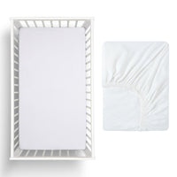 Thumbnail for Little Gem White Eucalyptus Cotton Cot Fitted Sheet