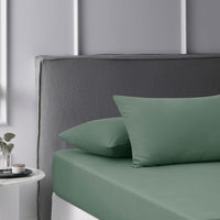 Thumbnail for Accessorize Olive Washed Cotton Fitted Sheet Set Single