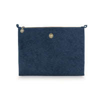 Thumbnail for PIP Studio Velvet Quilted Dark Blue Large Cosmetic Flat Pouch