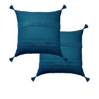 Thumbnail for Accessorize Pair of Indra Cotton Tassel European Pillowcases - Teal