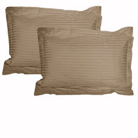 Thumbnail for Accessorize 325TC Pair of Stripe Jumbo / Queen Pillowcases Mocha