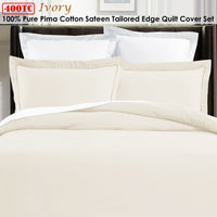 Thumbnail for Grand Aterlier Pima Cotton Ivory Quilt Cover Set King