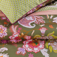 Thumbnail for Oilily Amelie Sits Mix Green Cotton Sateen Quilt Cover Set King