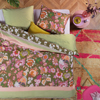 Thumbnail for Oilily Amelie Sits Mix Green Cotton Sateen Quilt Cover Set Queen
