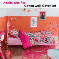 Thumbnail for Oilily Amelie Sits Pink Cotton Quilt Cover Set Single