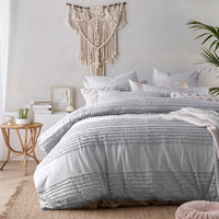 Thumbnail for Vintage Design Homewares Betty Silver Quilt Cover Set Double
