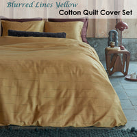 Thumbnail for PIP Studio Blurred Lines Yellow Cotton Sateen Quilt Cover Set Queen