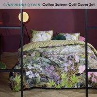 Thumbnail for Bedding House Charming Green Cotton Sateen Quilt Cover Set King