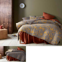 Thumbnail for Accessorize Clove Washed Cotton Printed Reversible Quilt Cover Set Queen