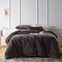 Thumbnail for Vintage Design Homewares Cotton Velvet Quilt Cover Set Storm Grey Queen