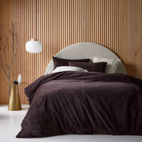 Thumbnail for Vintage Design Homewares Cotton Velvet Quilt Cover Set Chocolate Super King