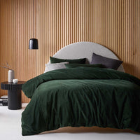 Thumbnail for Vintage Design Homewares Cotton Velvet Quilt Cover Set Forest Green King