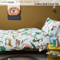 Thumbnail for Bedding House Crazy Jungle Multi Cotton Quilt Cover Set Single