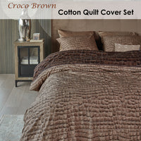 Thumbnail for Riviera Maison Croco Brown Cotton Quilt Cover Set King