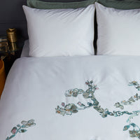 Thumbnail for Bedding House Van Gogh Embroidered Blossom White Cotton Sateen Quilt Cover Set King