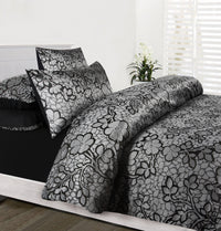 Thumbnail for Accessorize EMMA Quilt Cover Set Black Double