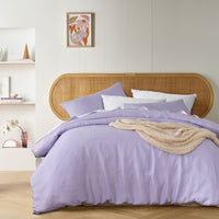 Thumbnail for Vintage Design Homewares Lilac French Linen Quilt Cover Set Double