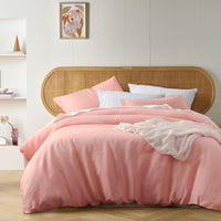 Thumbnail for Vintage Design Homewares Peach French Linen Quilt Cover Set Queen