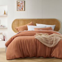 Thumbnail for Vintage Design Homewares Russet French Linen Quilt Cover Set King